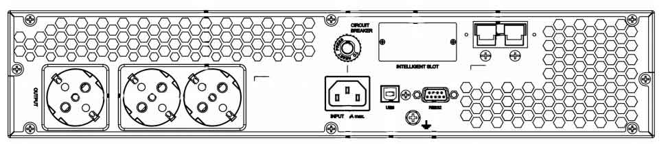 Задняя панель ИБП ELTENA Monolith E2000RTLT