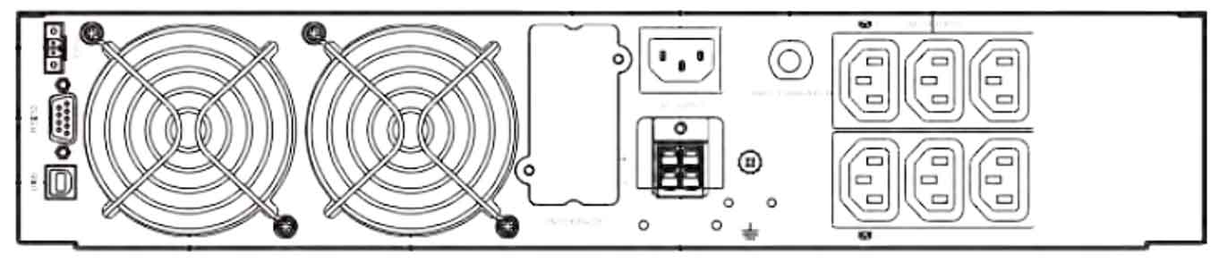 Задняя панель Centiel EssentialPower 2kVA/1.8kW 2U