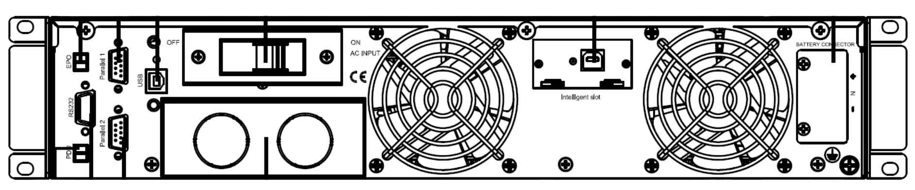 Задняя панель ИБП ELTENA Monolith V 6000RT2U