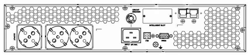 Задняя панель ИБП ELTENA Monolith E3000RTLT
