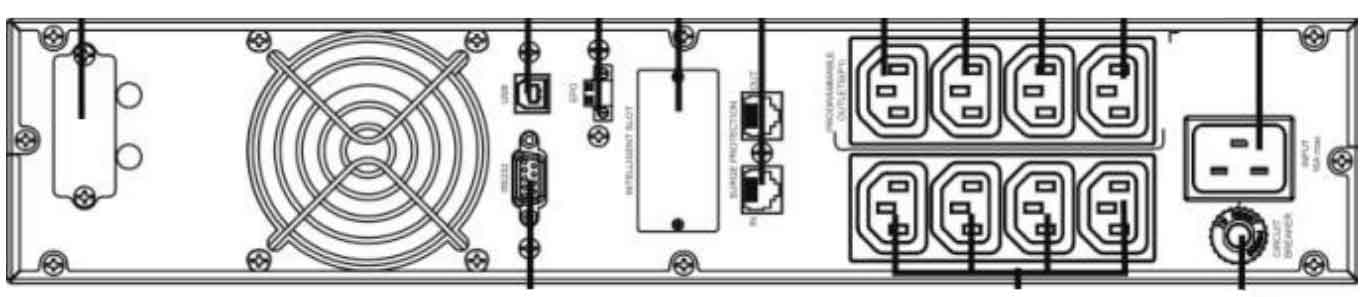 Задняя панель ИБП ELTENA Monolith III 2000RТ 