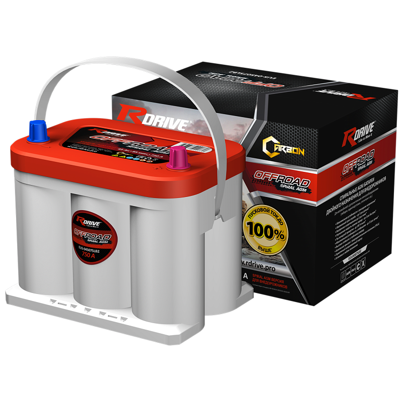 Спиральный аккумулятор RDrive OFFROAD SPIRAL AGM EUS-045075LB2