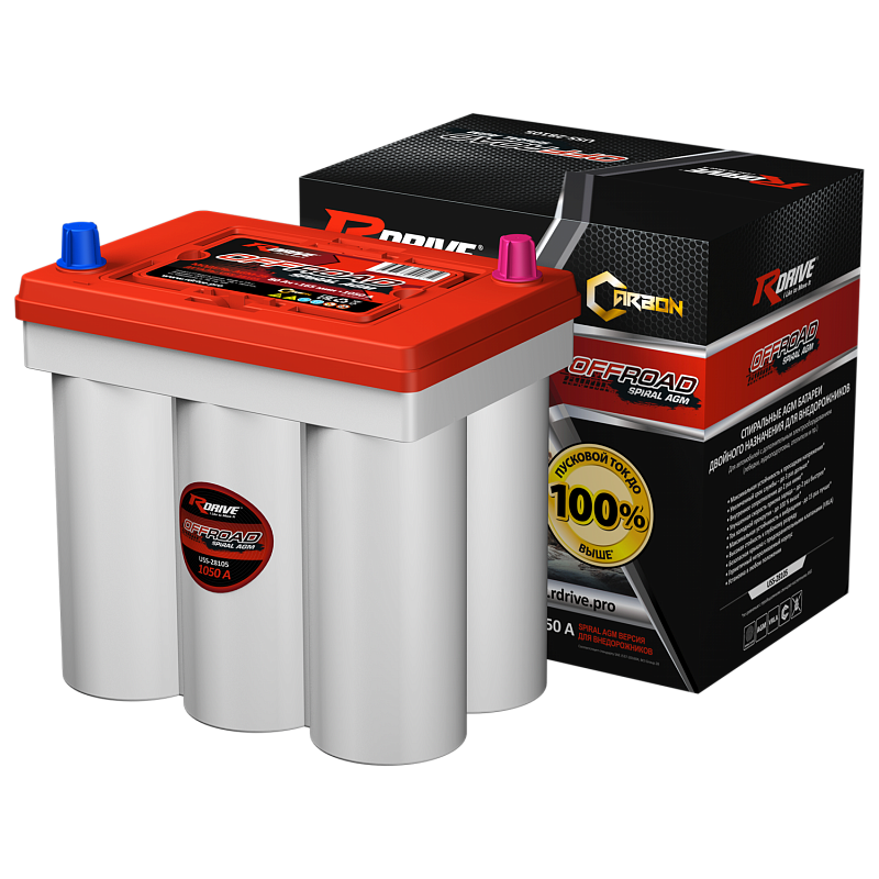 Спиральный аккумулятор RDrive OFFROAD SPIRAL AGM USS-28105